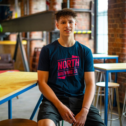 North Brewing Logo T-shirt - Navy and Pink