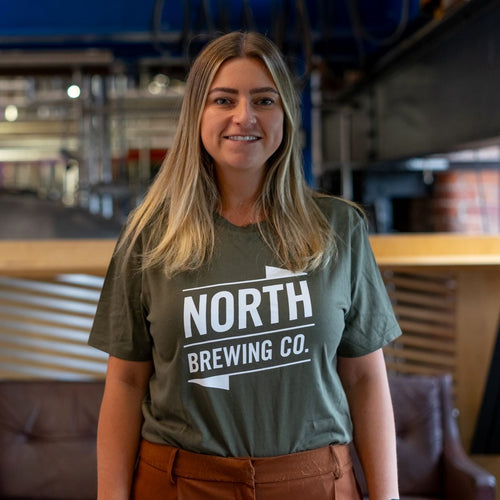 North Brewing Logo T-shirt - Khaki and White